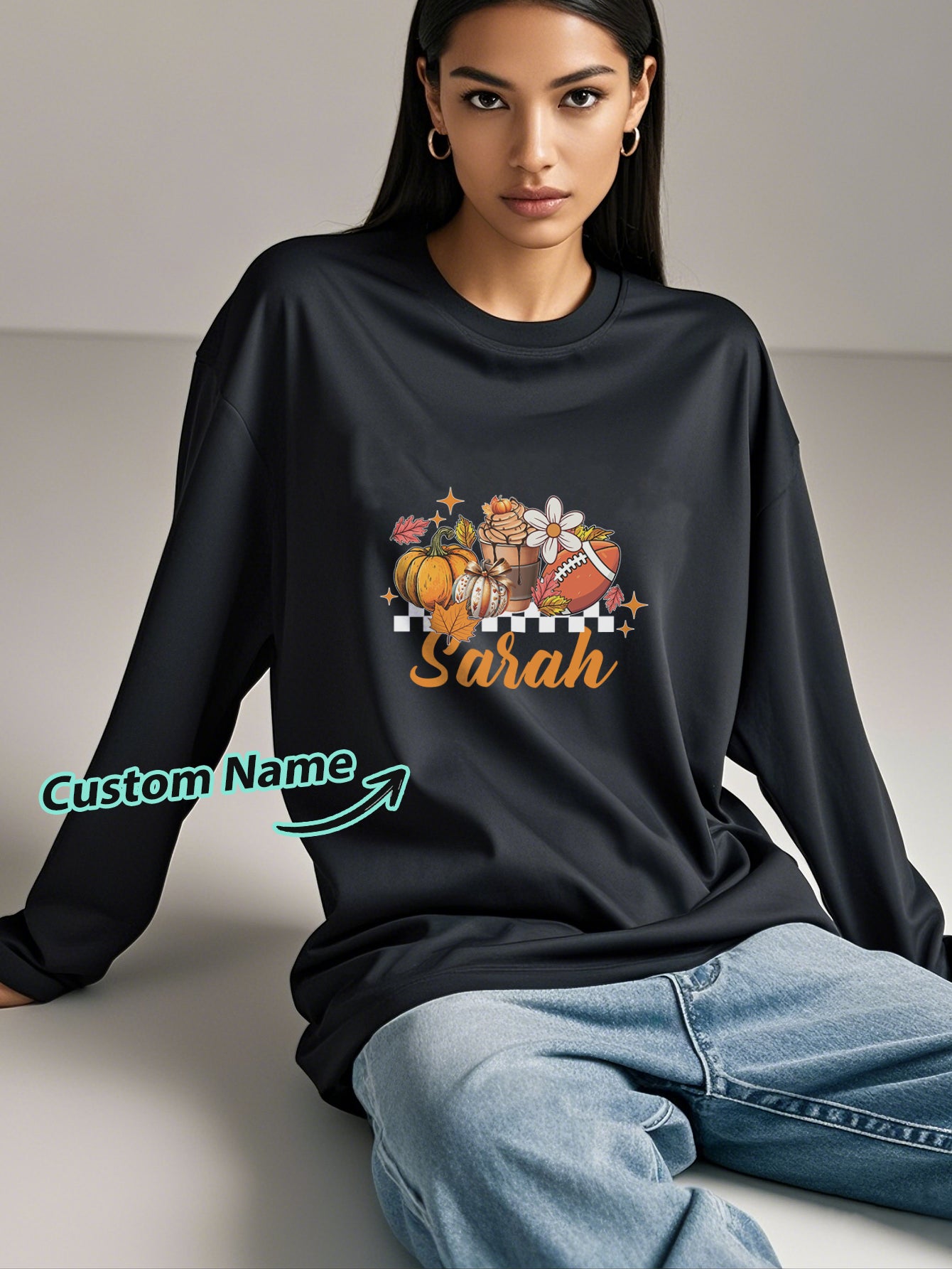 Custom Engraved Personalized Name Halloween Long Sleeve T-Shirt