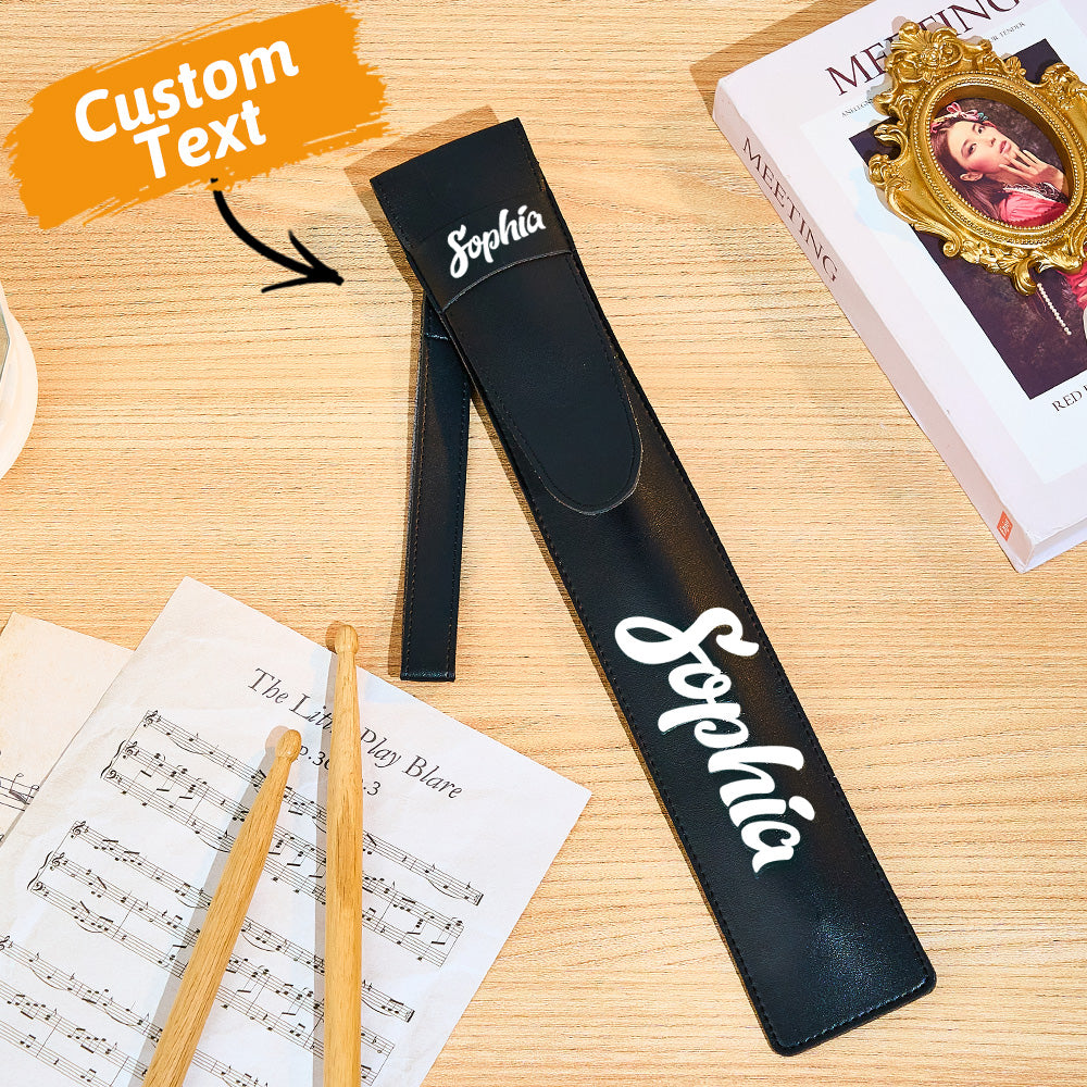 Personalized  PU Leather Drumstick Bag with Name and Detachable Wrist Strap Drum Accessory Gift for Drummer