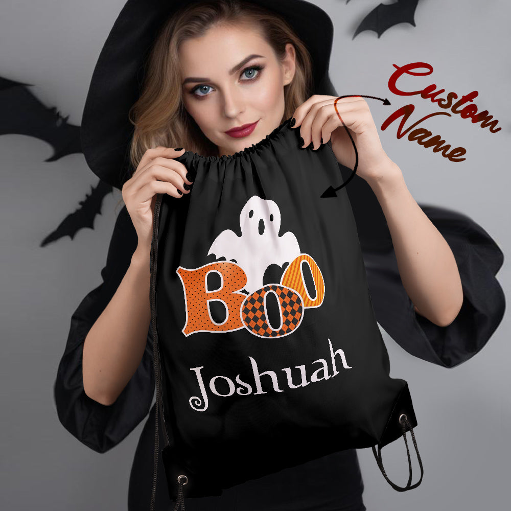 Custom Engraved Halloween-Themed Drawstring Bags for Trick-or-Treating and Festive Fun