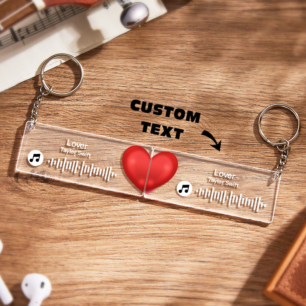 Scannable Custom Music Code Keychain Acrylic Music Plaque Heart Keychain Romantic Couple Gifts