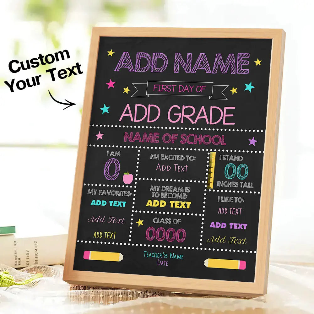 Personalized Back to School Sign First Day of School Sign Gift