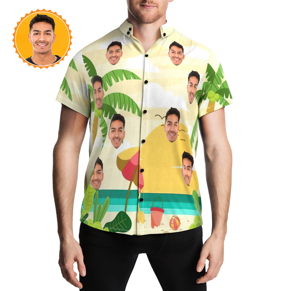 Custom Hawaiian Shirts Holiday Beach Party Shirt With Face