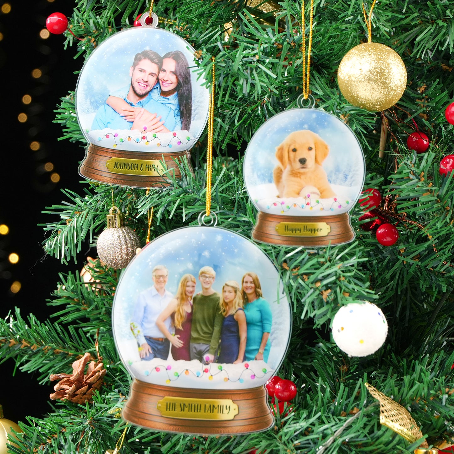 Custom Photo Text Acrylic Crystal Ball Shaped Ornament – Perfect Christmas Gift