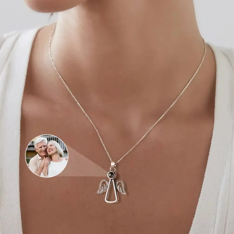 Personalized Photo Projection Necklace Angel Necklace Christmas Gifts