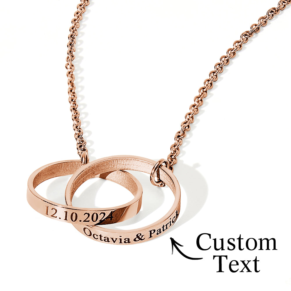 Personalized Double Ring Necklace with Engraved Name Wedding Gift for Bride