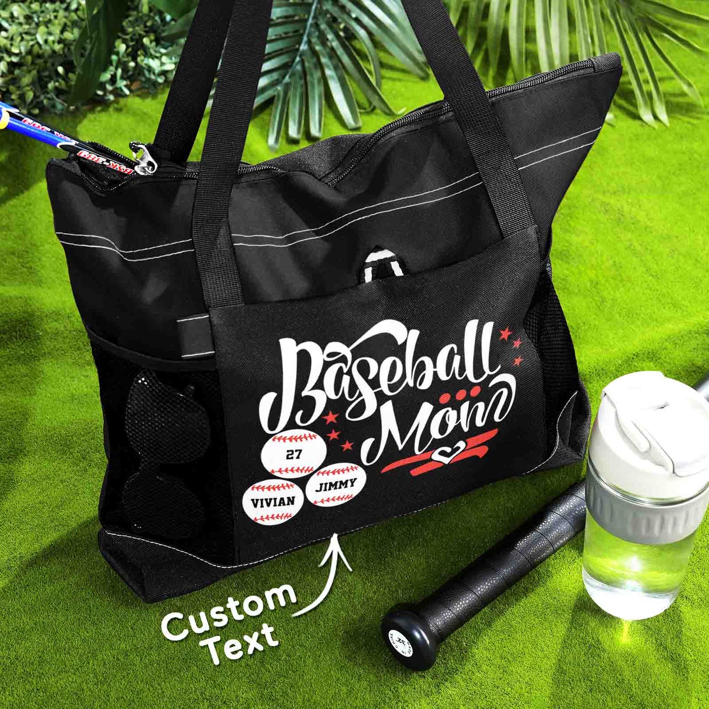 Custom Baseball Softball Mom Handbag Tote Bag Birthday Gift for Women Sport Lovers