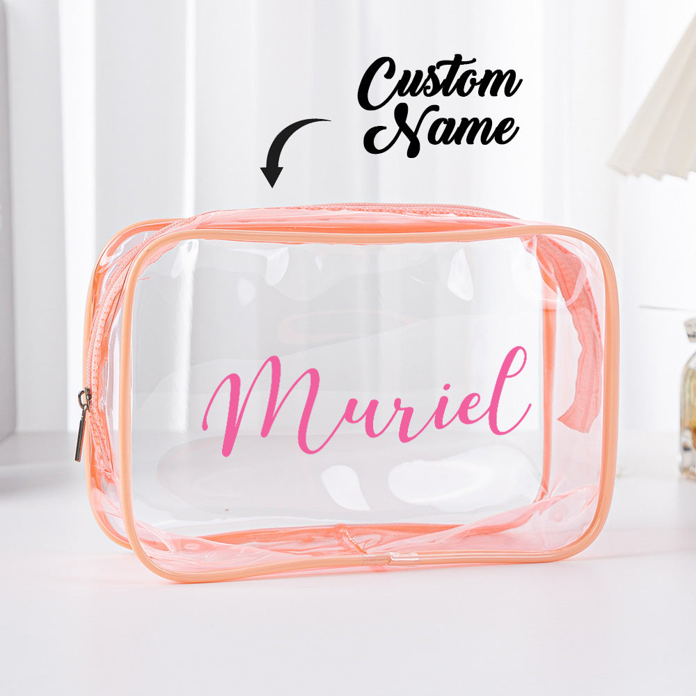 Personalized Name Makeup Bag Clear Waterproof Cosmetic Bag Birthday Wedding Gift for Her