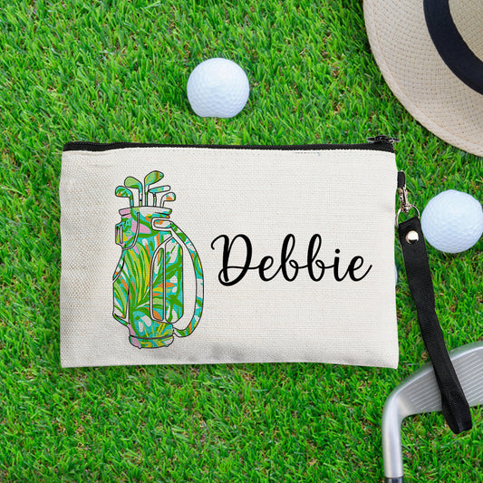 Custom Name Golf Bag Design Canvas Makeup Bag - Personalized and Stylish