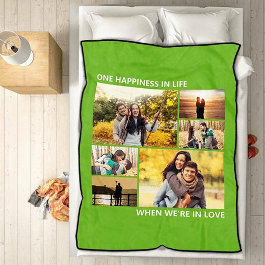 Custom Collage Fleece Blanket with Text - 6 Photos