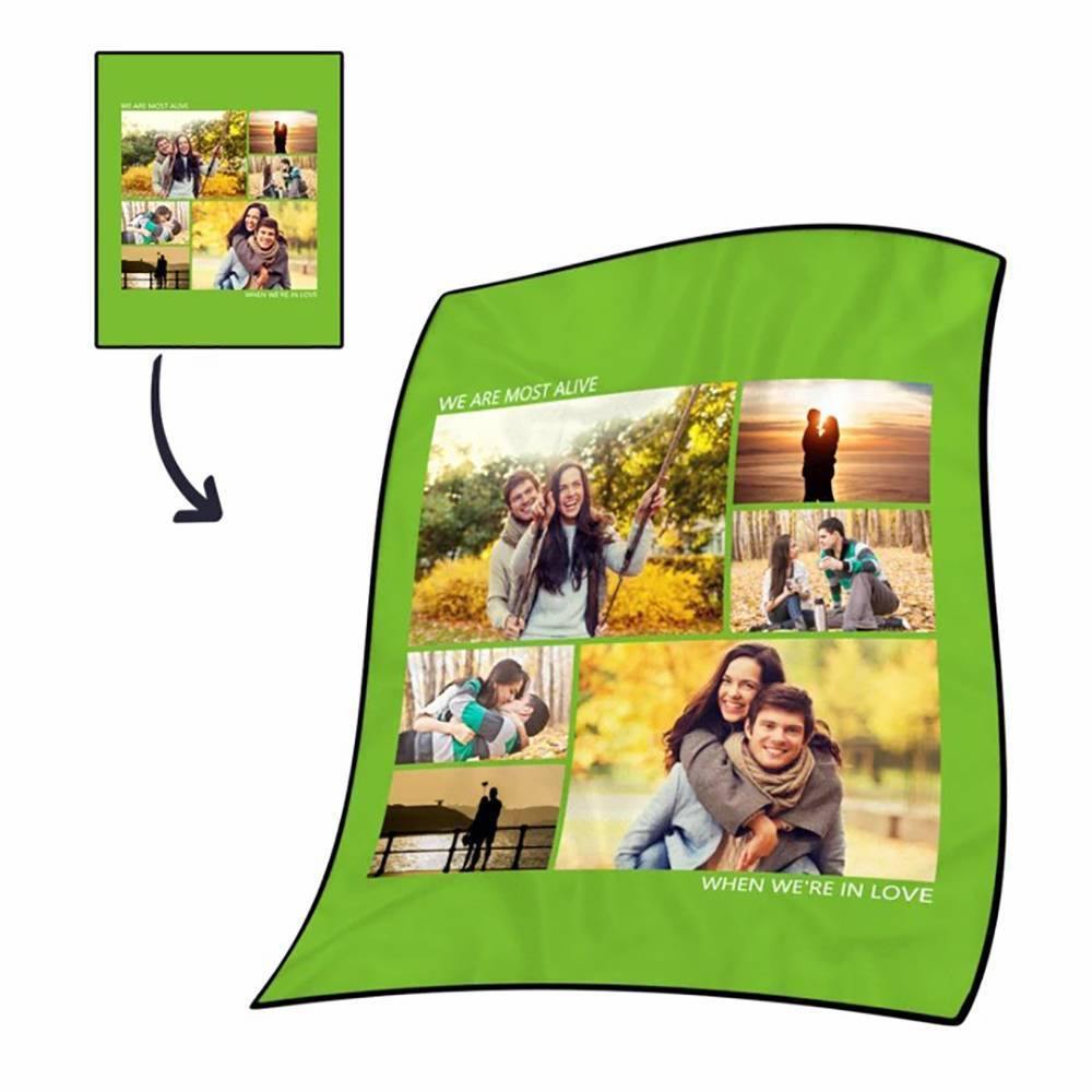 Custom Collage Fleece Blanket with Text - 6 Photos