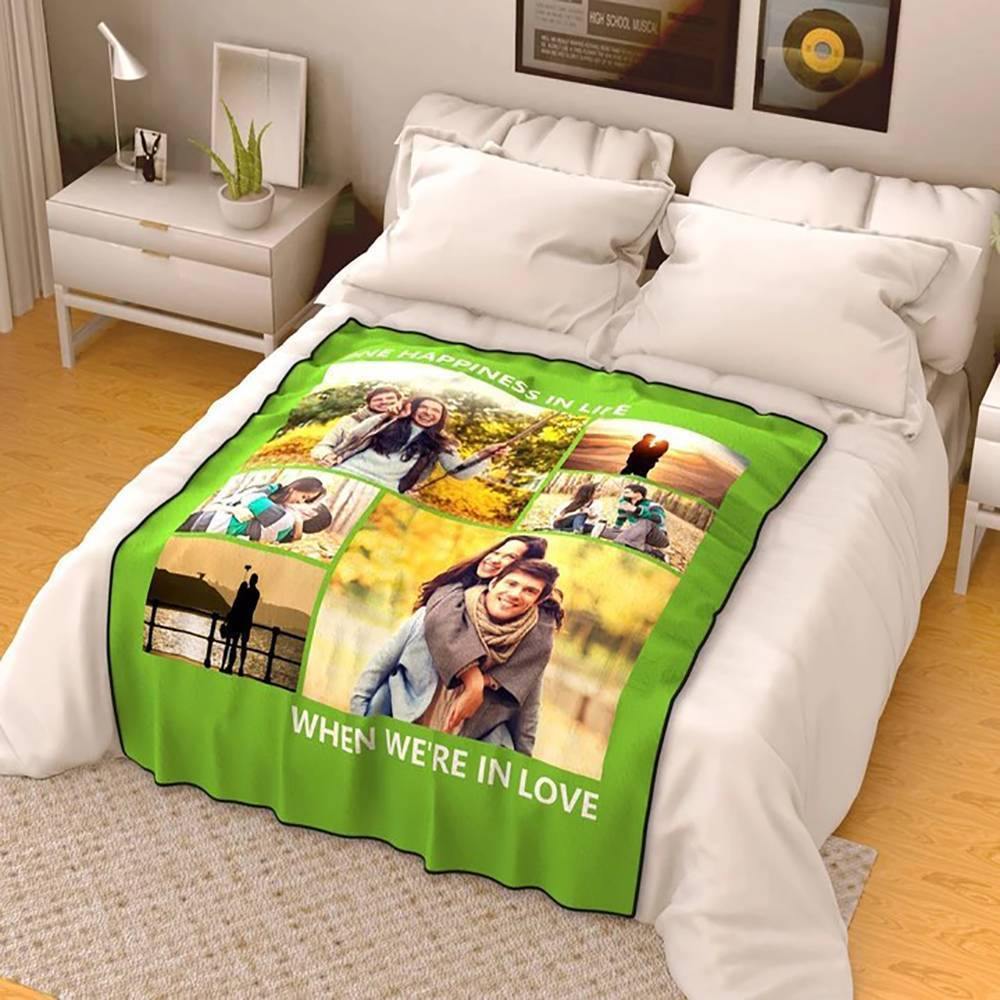 Custom Collage Fleece Blanket with Text - 6 Photos