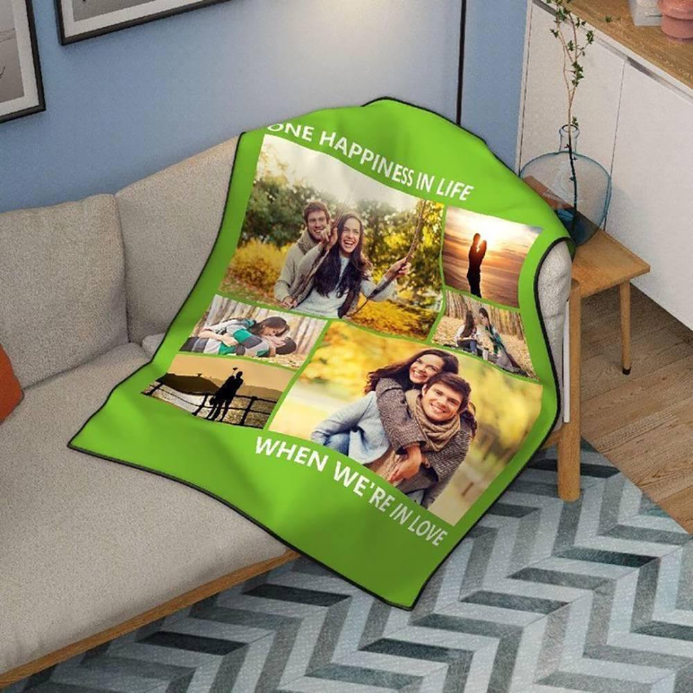 Custom Collage Fleece Blanket with Text - 6 Photos