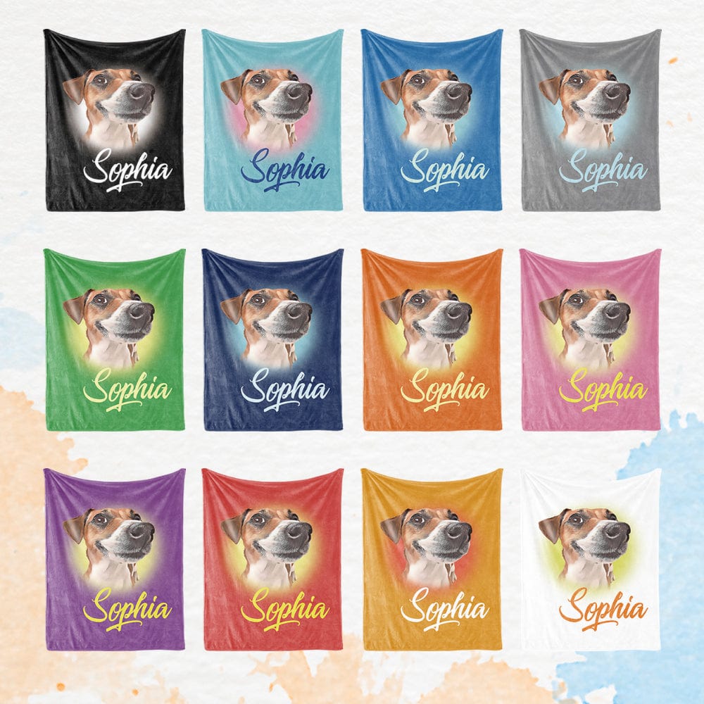 Custom Pet Blanket Personalized Name Dog Pet Human Portrait Blanket