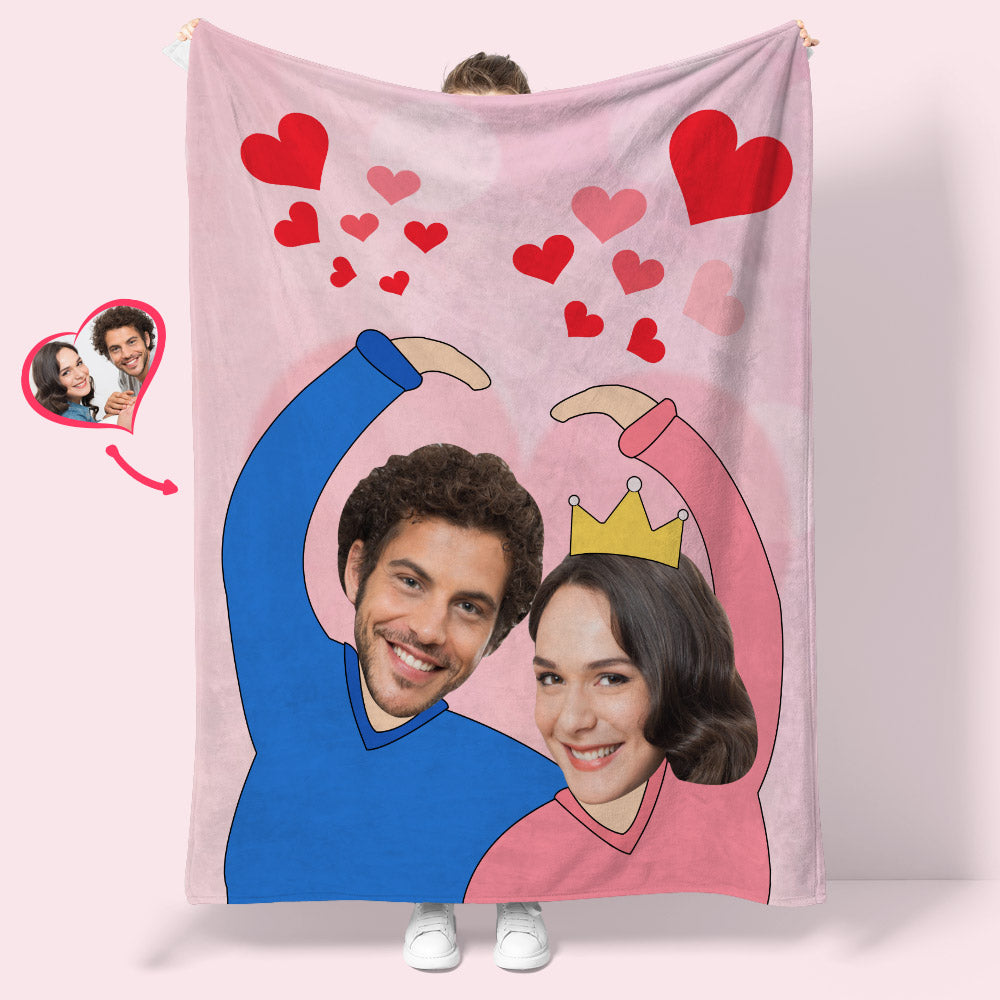 Custom Heart Couple Blanket Personalized Two Faces Blanket