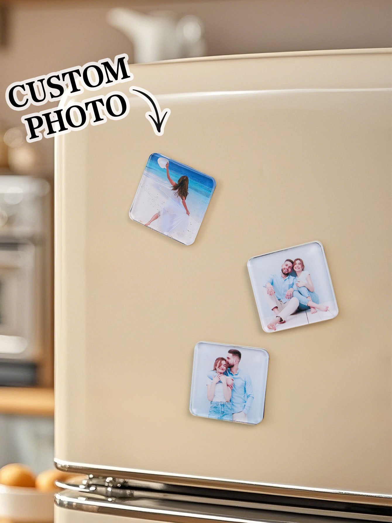 Personalized Photo Fridge Magnetic Acrylic Square Refrigerator Magnet Home Decor