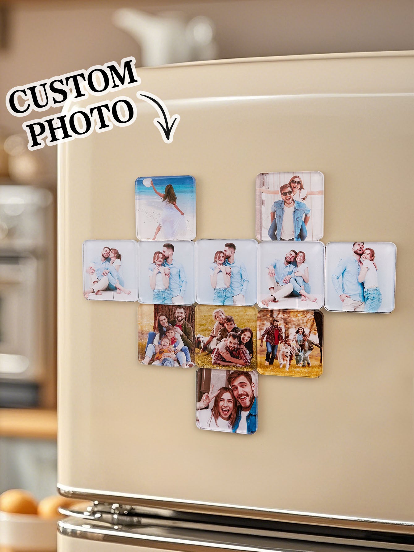 Personalized Photo Fridge Magnetic Acrylic Square Refrigerator Magnet Home Decor