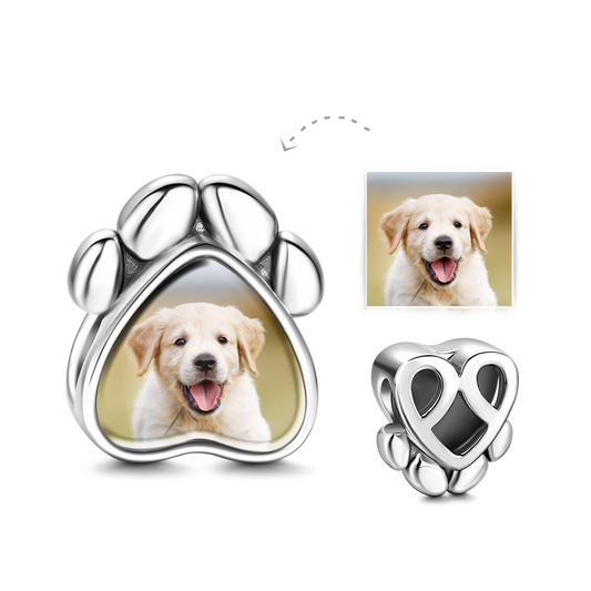 Dog Paw Photo Charm 925 Sterling Silver