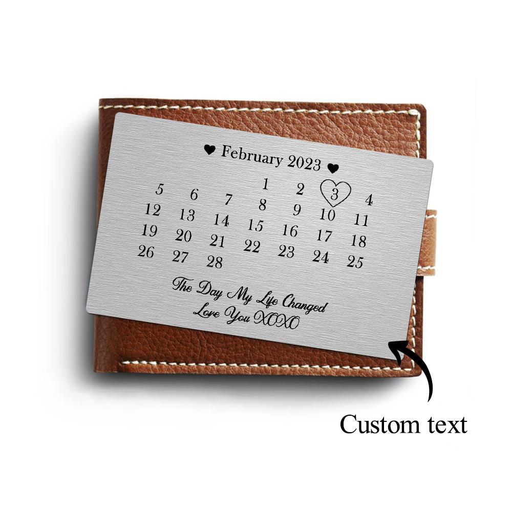 Father's Day Gifts Personalized Wallet Card Day My Life Changed Date Metal Wallet Card Calendar Keepsake Gift