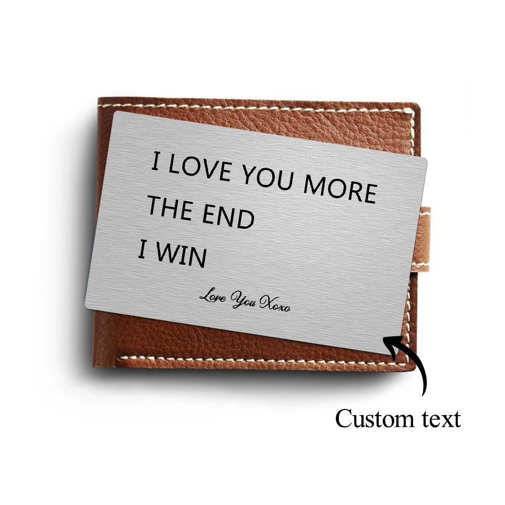 Personalized Wallet Card I Love You More Metal Wallet Card Engraved Keepsake For Him