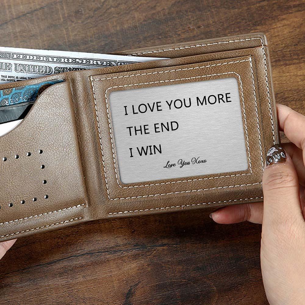 Personalized Wallet Card I Love You More Metal Wallet Card Engraved Keepsake For Him