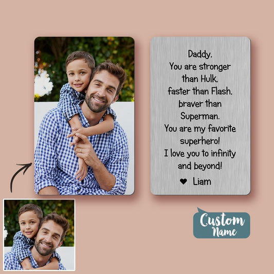 Custom Wallet Card For Dad Metal Photo Insert Card Personlized Photo Wallet Insert Gift For Him