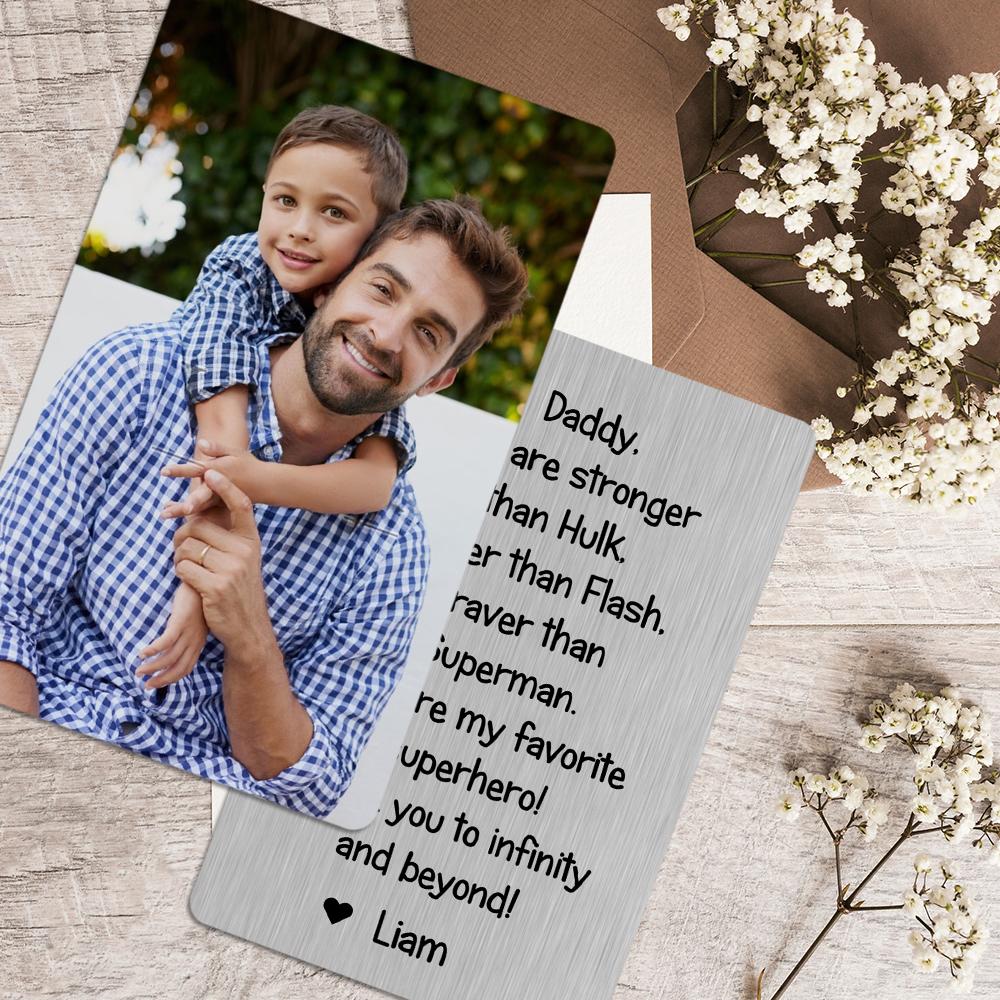 Custom Wallet Card For Dad Metal Photo Insert Card Personlized Photo Wallet Insert Gift For Him