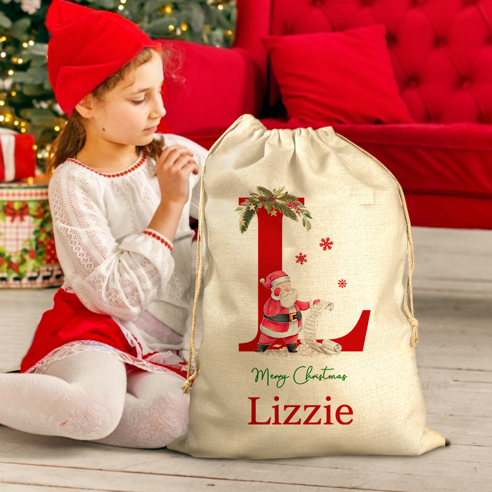 Personalised Santa Sack Christmas Gift Bag with Drawstring Large Christmas Sacks for Party Decorations