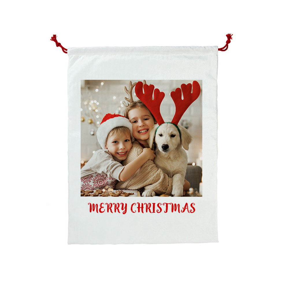 Personalised Photo Santa Sack Large Christmas Gift Bag with Drawstring Christmas Sacks