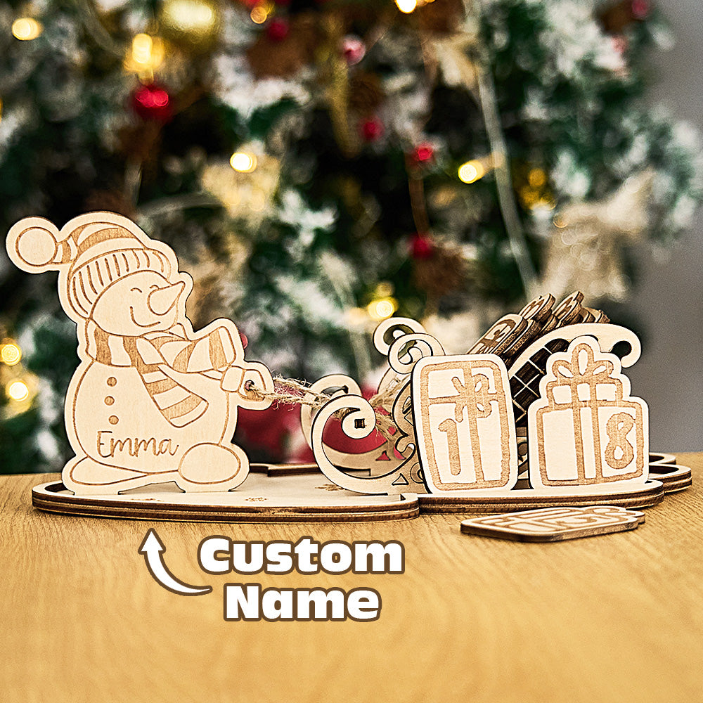 Personalized Snowman Christmas Countdown Calendar with Name Christmas Decoration Gifts