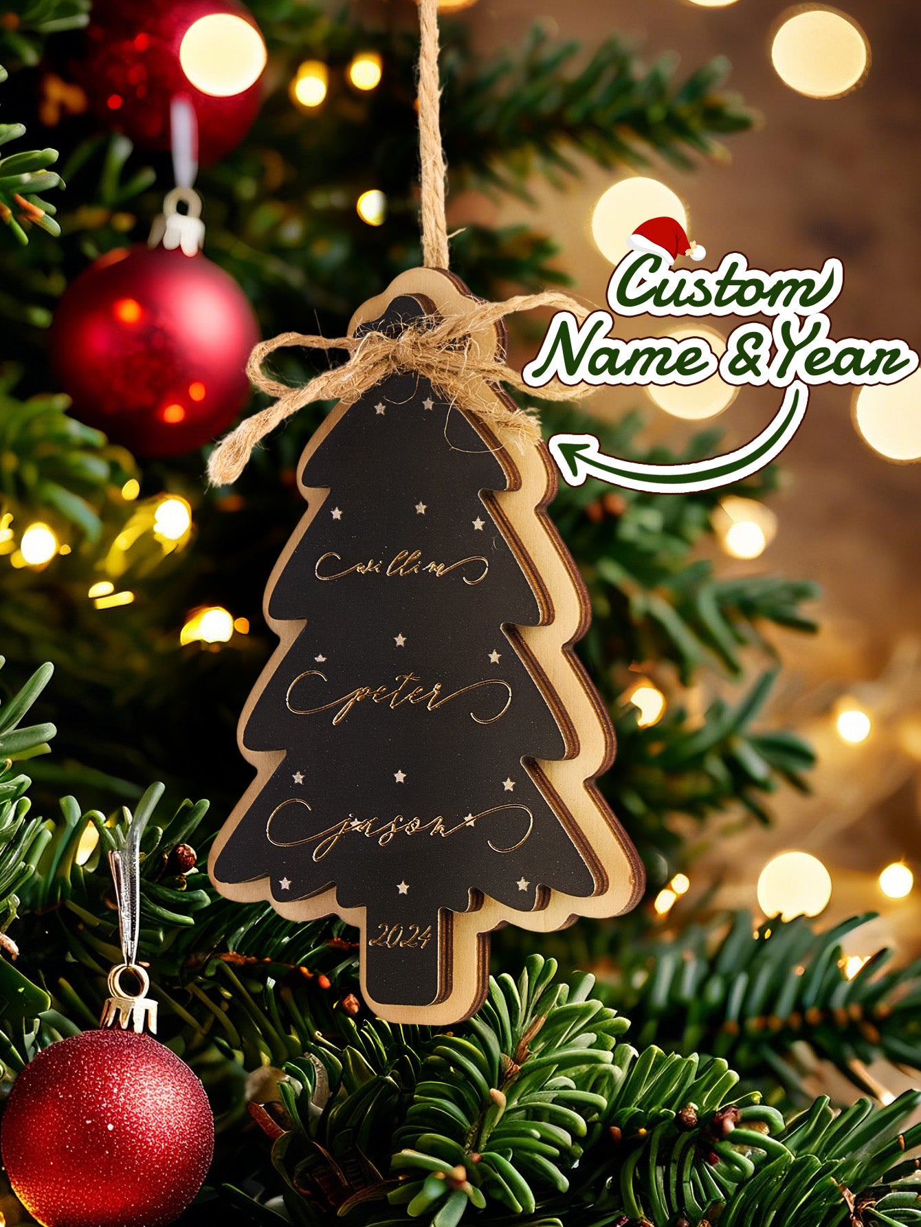 Personalized Family Christmas Ornament Christmas Tree with Family Names Ornament