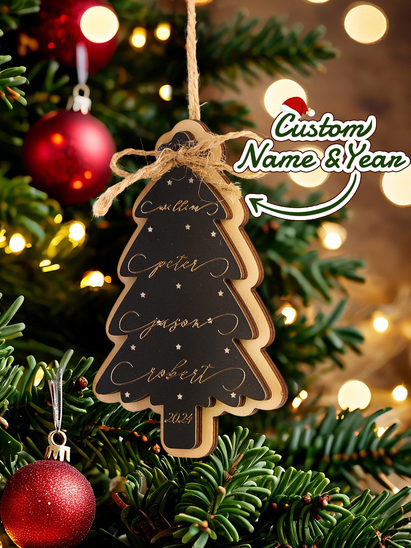 Personalized Family Christmas Ornament Christmas Tree with Family Names Ornament