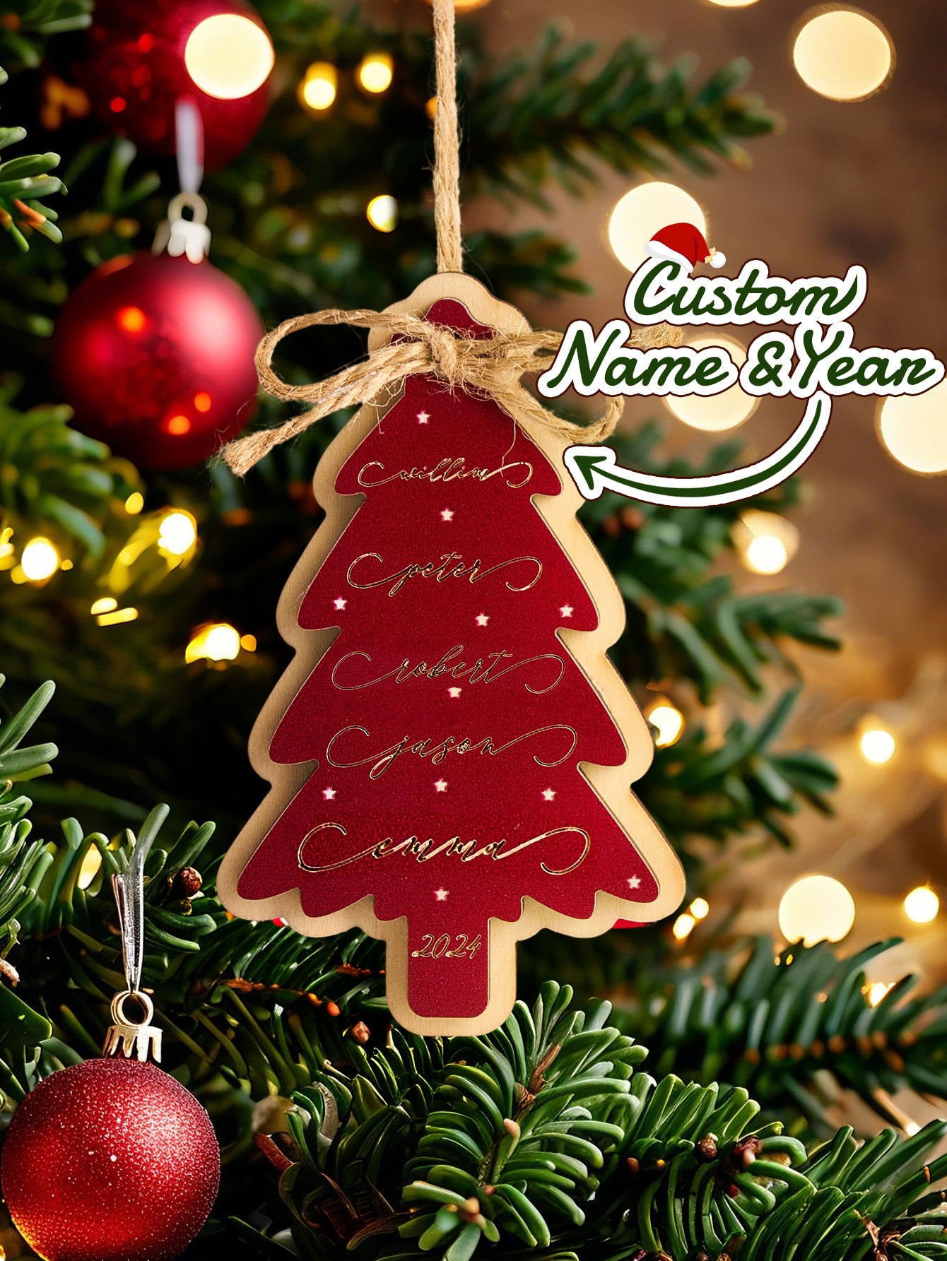 Personalized Family Christmas Ornament Christmas Tree with Family Names Ornament