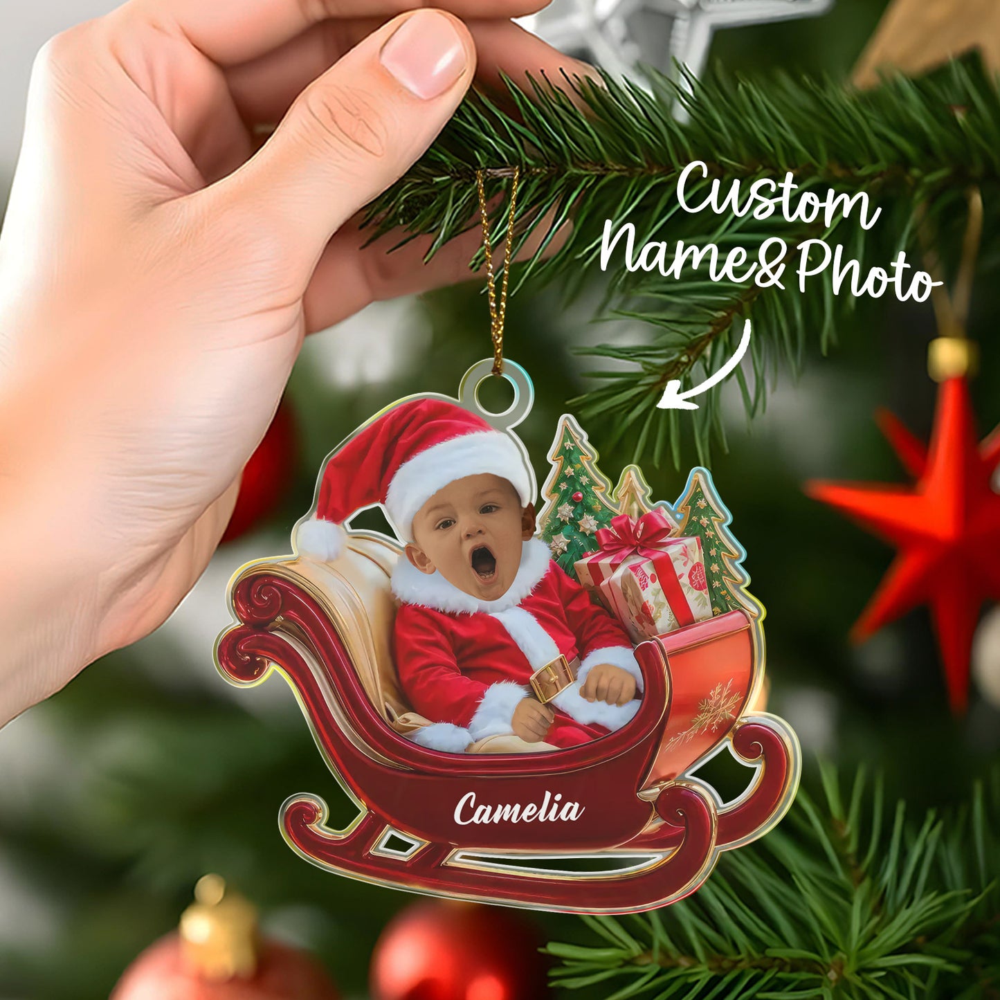 Custom Photo Ornament Baby's First Christmas Ornament Christmas Gift for Baby Kids