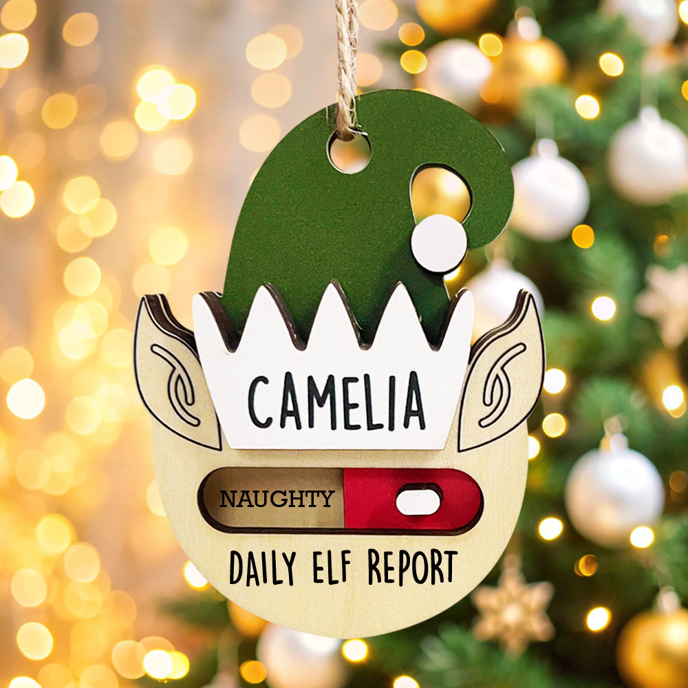 Personalized Daily Elf Report Christmas Ornament with Name Christmas Gift for Kids