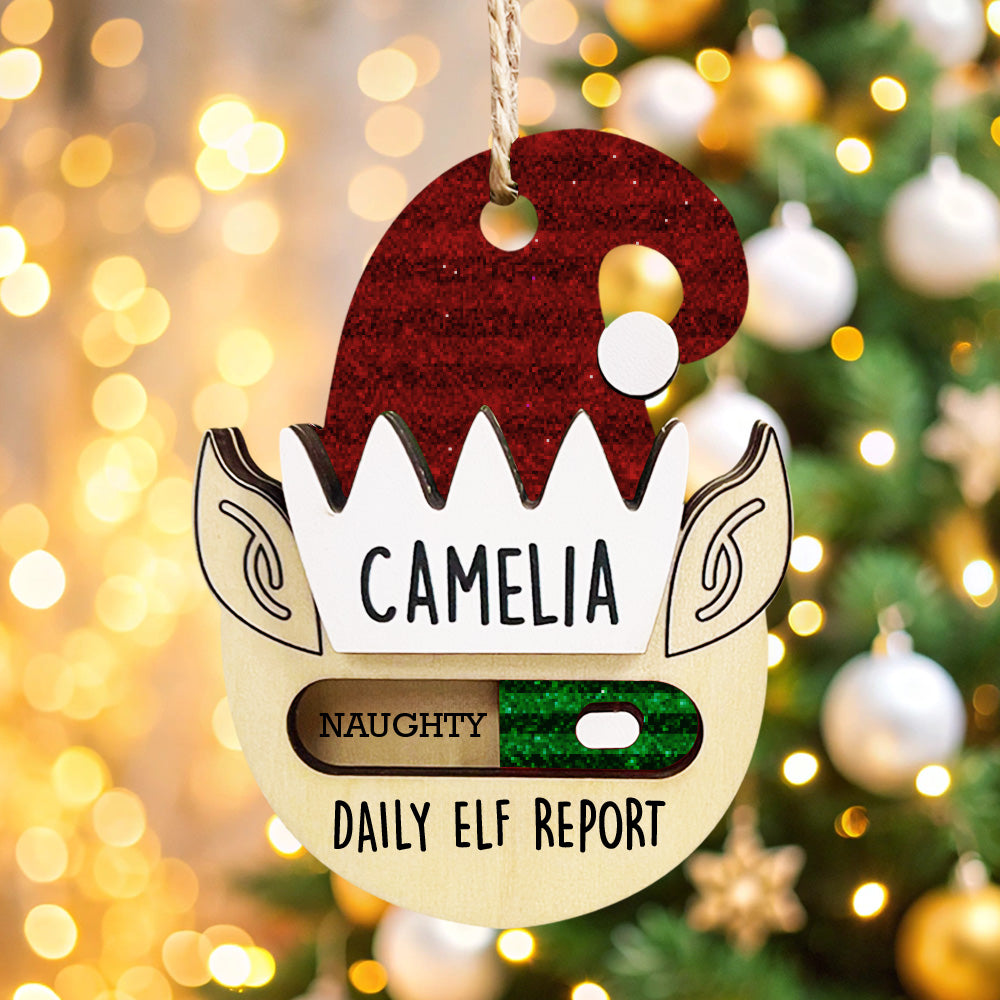 Personalized Daily Elf Report Christmas Ornament with Name Christmas Gift for Kids