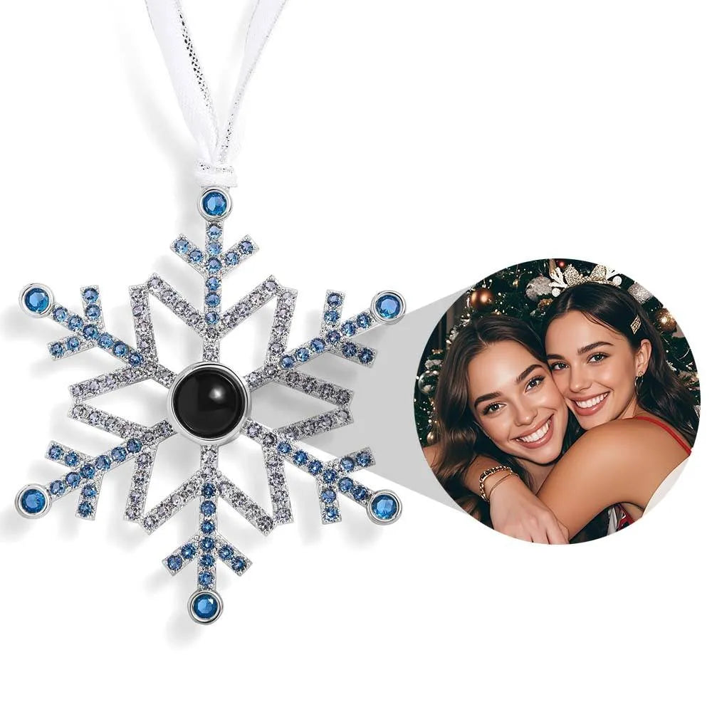 Personalized Blue Snowflake Photo Ornament Custom Projection Ornaments Christmas Gifts