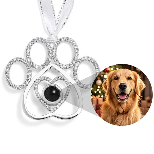 Personalized Paw Photo Ornament Custom Projection Ornaments Christmas Gifts for Pet Lovers Memorial Gifts