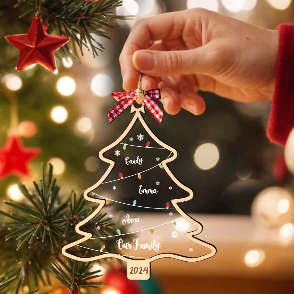 Personalized Christmas Tree Ornament with Names Family Christmas Ornament Gift