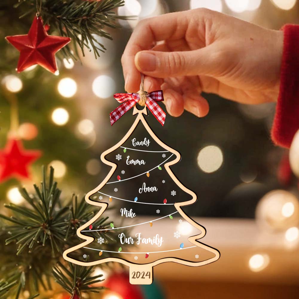 Personalized Christmas Tree Ornament with Names Family Christmas Ornament Gift