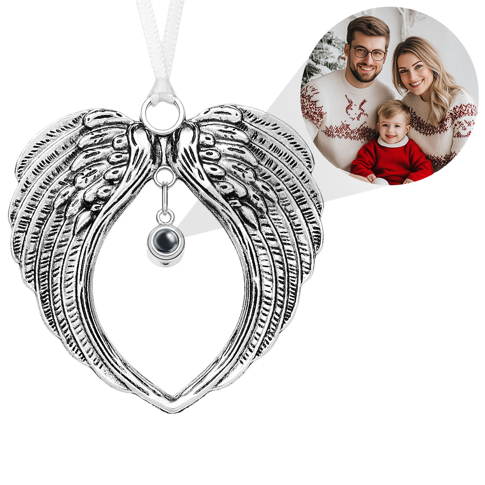 Personalized Photo Projection Ornaments Wings Memorial Christmas Tree Ornaments Christmas Gifts