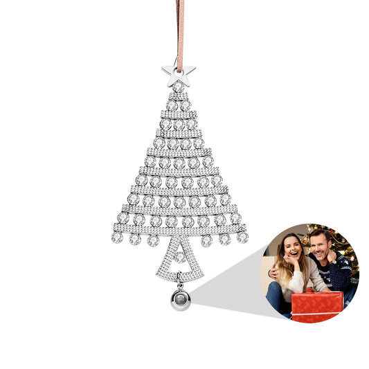 Personalized Photo Projection Ornaments Diamond Christmas Tree Shape Ornaments Christmas Tree Decoration Ornaments for Christmas Gifts