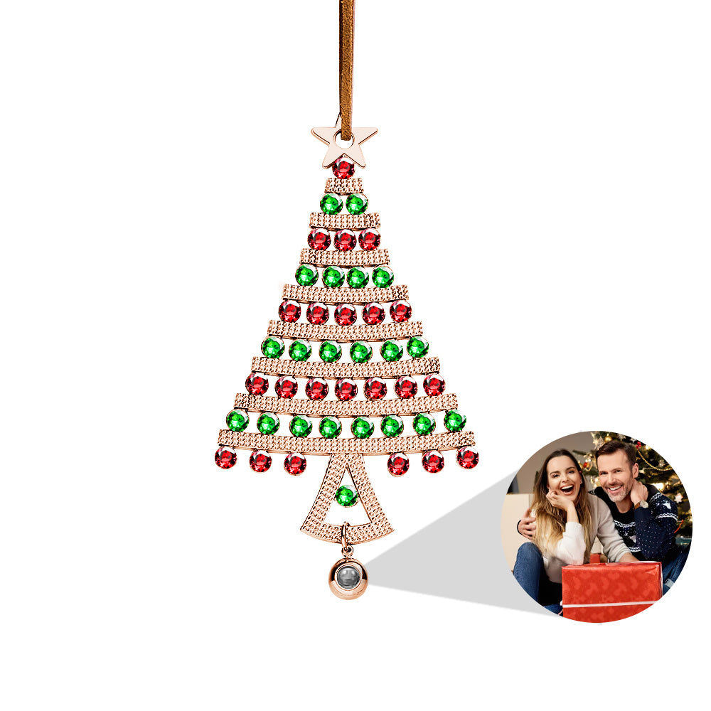 Personalized Photo Projection Ornaments Diamond Christmas Tree Shape Ornaments Christmas Tree Decoration Ornaments for Christmas Gifts