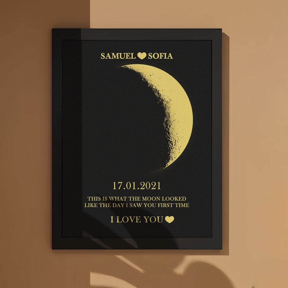 Custom Moon Phase and Names Wooden Frame with Your Text Custom Art Frame Best Valentine's Day Gift for Couple