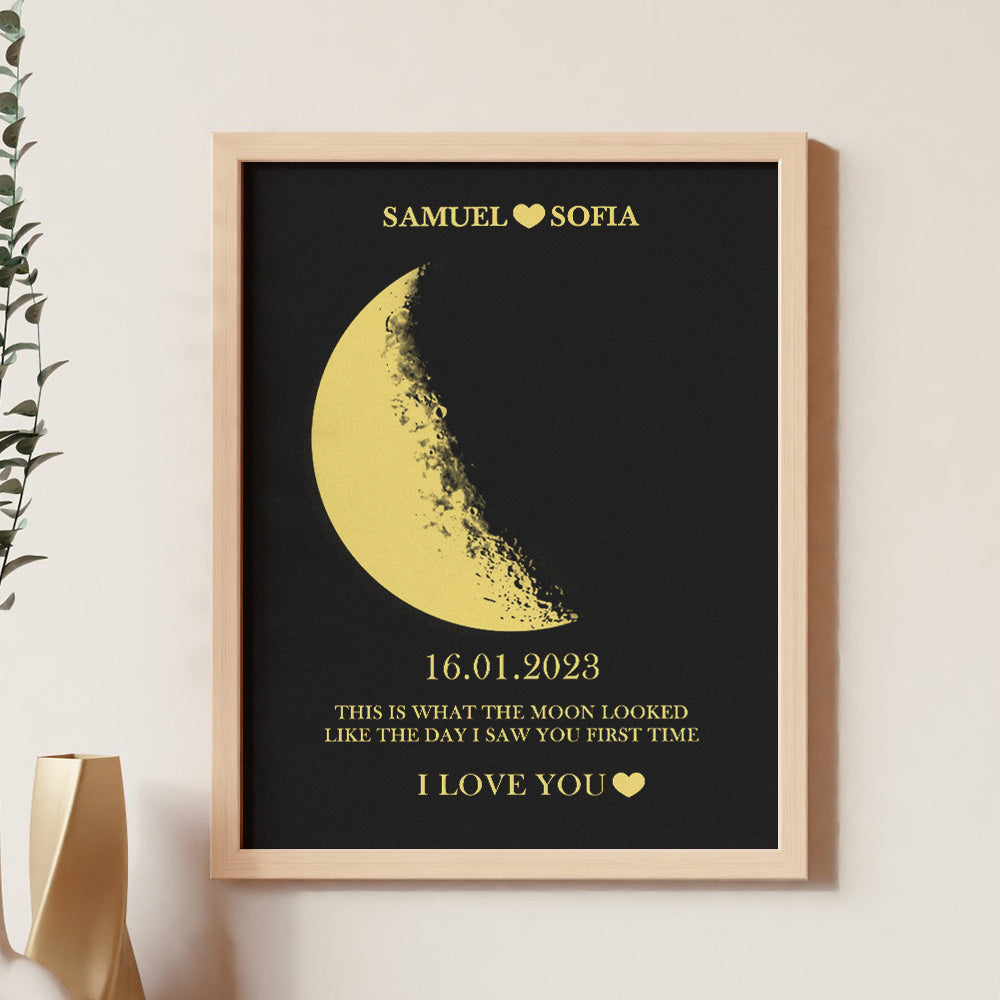 Custom Moon Phase and Names Wooden Frame with Your Text Custom Art Frame Best Valentine's Day Gift for Couple