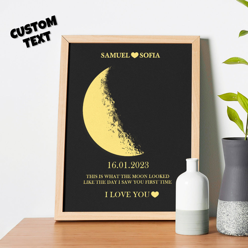 Custom Moon Phase and Names Wooden Frame with Your Text Custom Art Frame Best Valentine's Day Gift for Couple