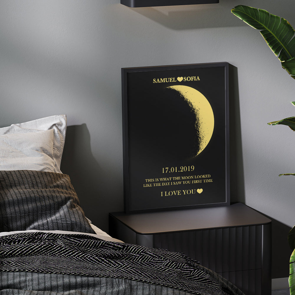 Custom Moon Phase and Names Wooden Frame with Your Text Custom Art Frame Best Valentine's Day Gift for Couple