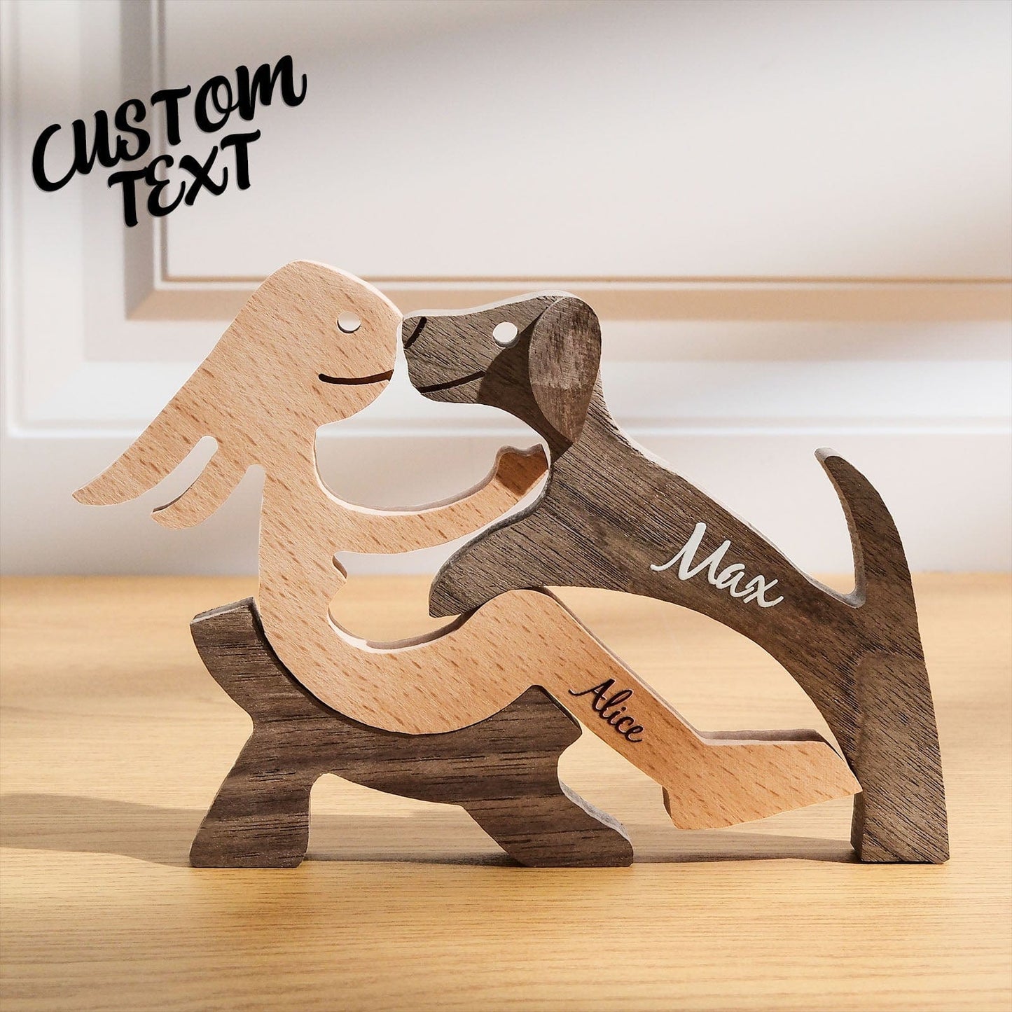 Custom Name Wooden Pet Carving Blocks Table Decor Gifts for Pet Lover