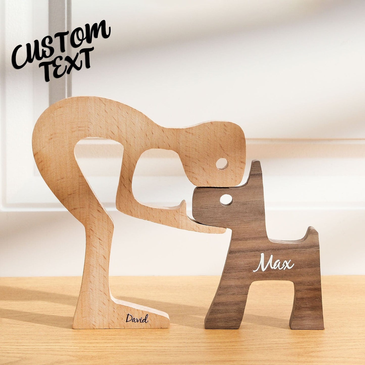 Custom Name Wooden Pet Carving Blocks Table Decor Gifts for Pet Lover