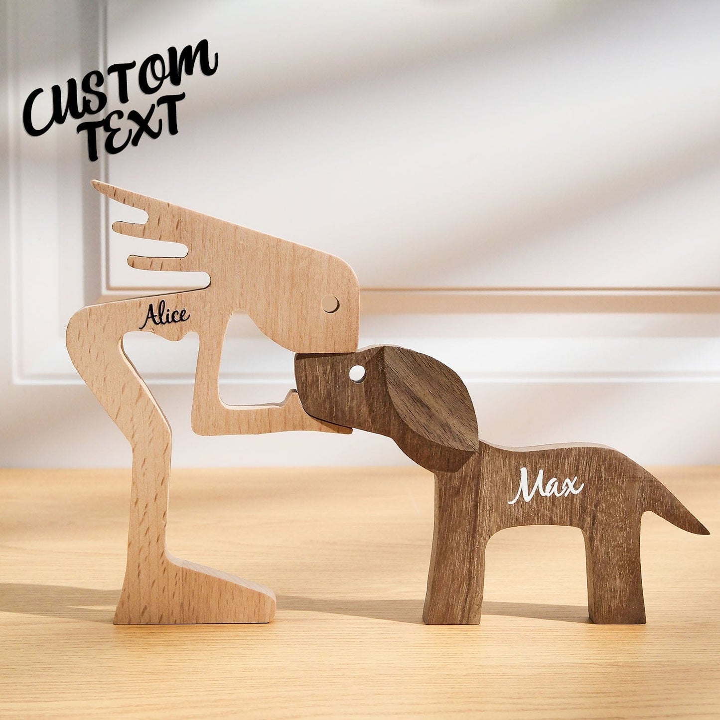 Custom Name Wooden Pet Carving Blocks Table Decor Gifts for Pet Lover