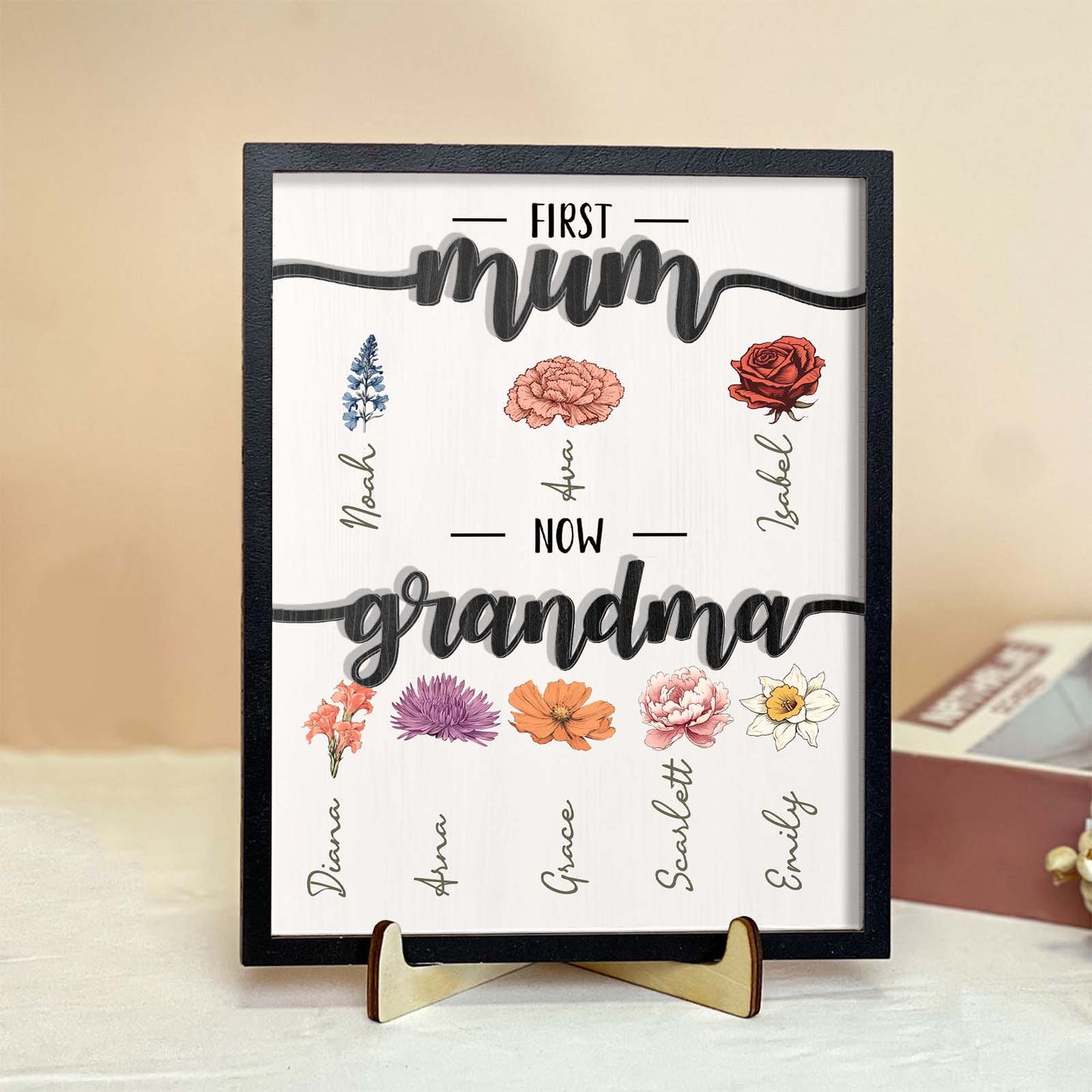 First Mom Now Grandma - Personalized Wooden Plaque for Mom and Grandma